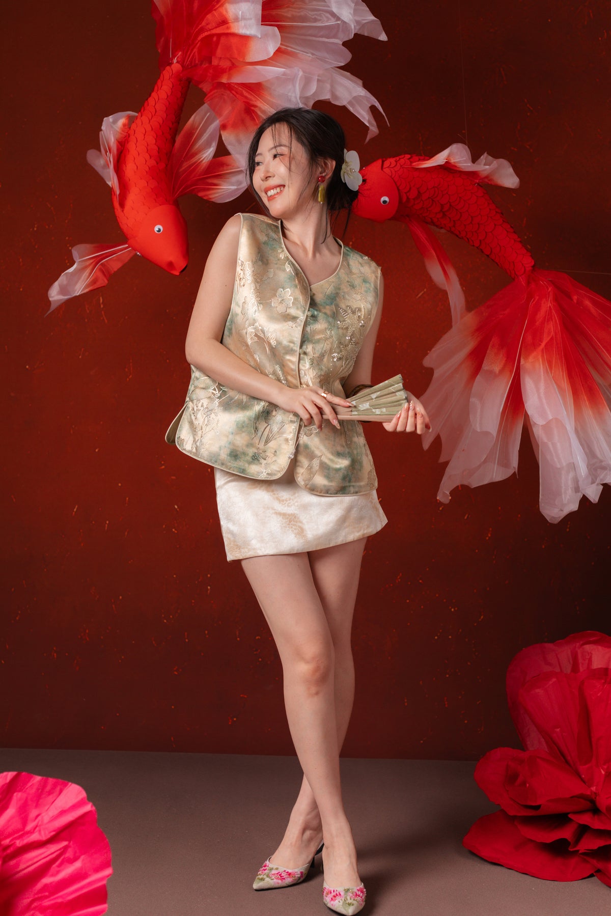Clarissa Cloudprint Skort in Ivory