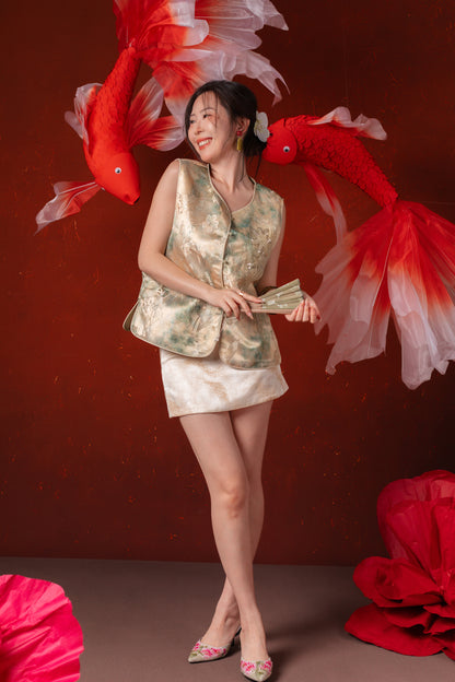 Clarissa Cloudprint Skort in Ivory