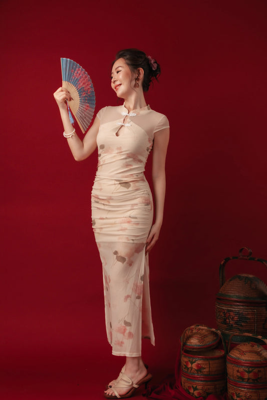 Liana Petal Mesh Cheongsam Dress (In-Stock)