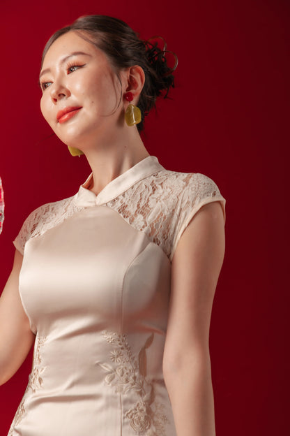 Ivory Grace Lace Cheongsam Dress (In-Stock)