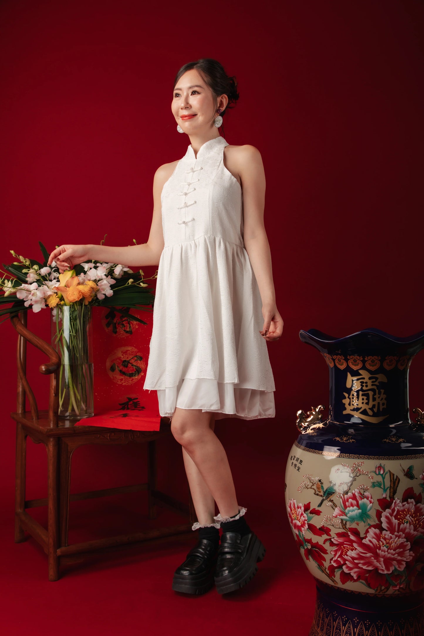 Luna Petal Mini Cheongsam Dress