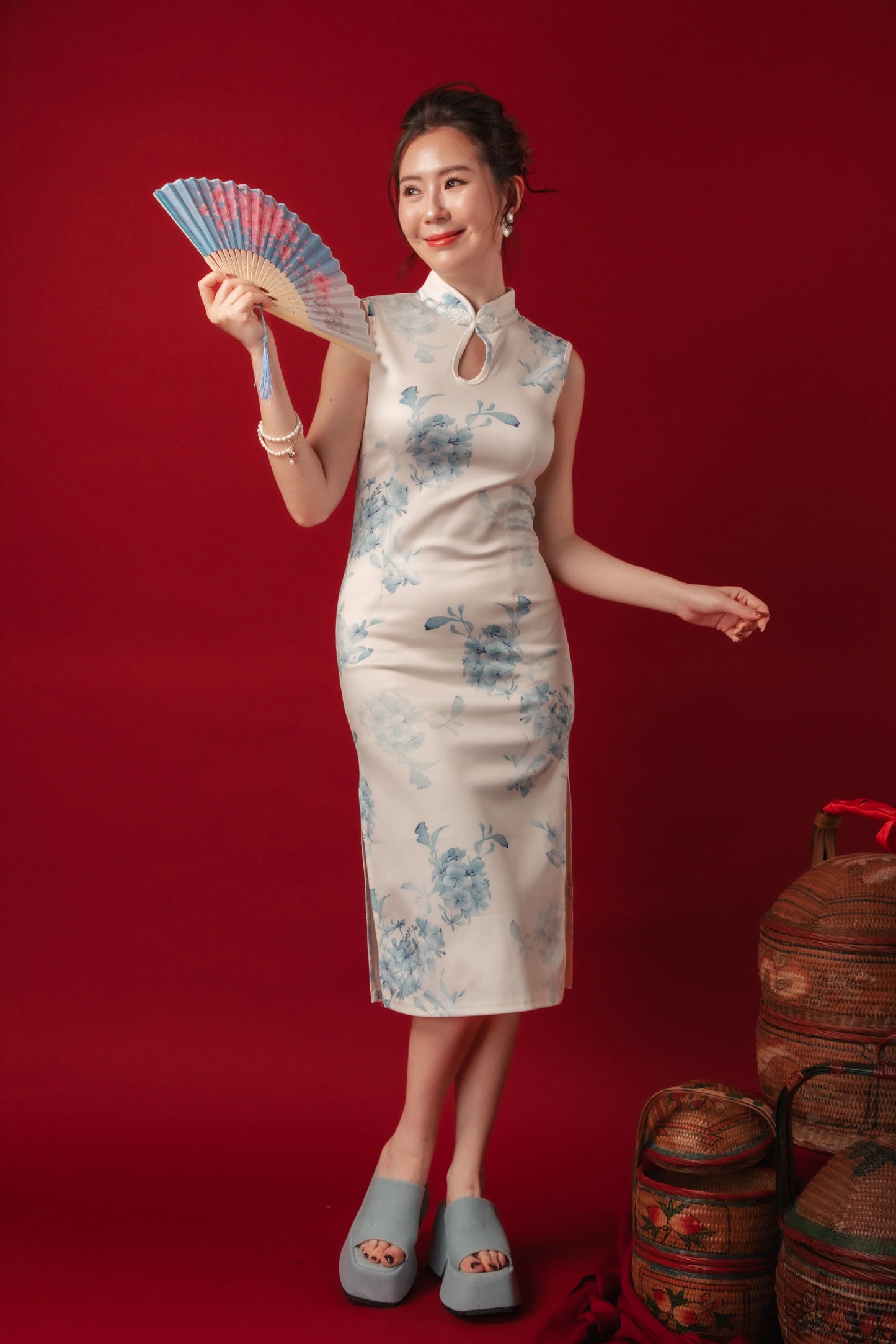 Isabelle Porcelain Cheongsam Dress (In-Stock)