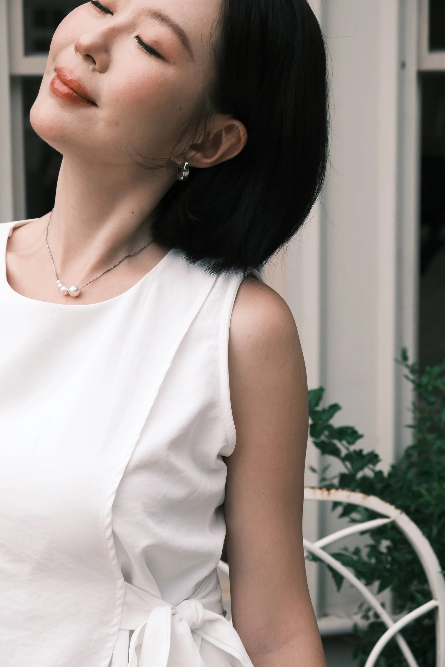 Arden Side-Tie Draped Top in White