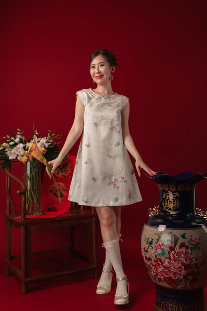 Iris Blossom Jacquard Cheongsam Dress