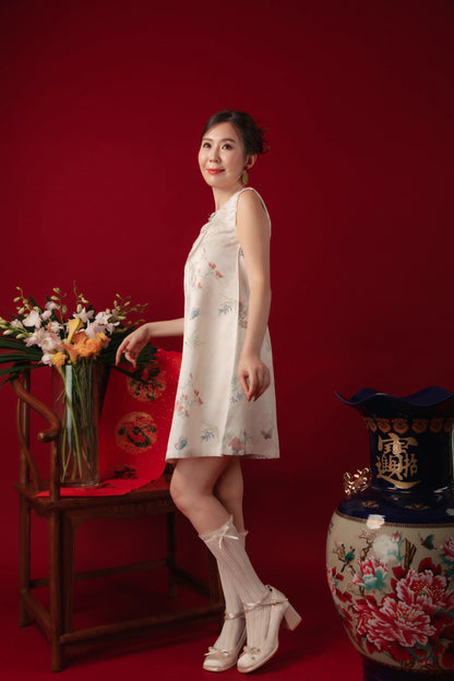 Iris Blossom Jacquard Cheongsam Dress