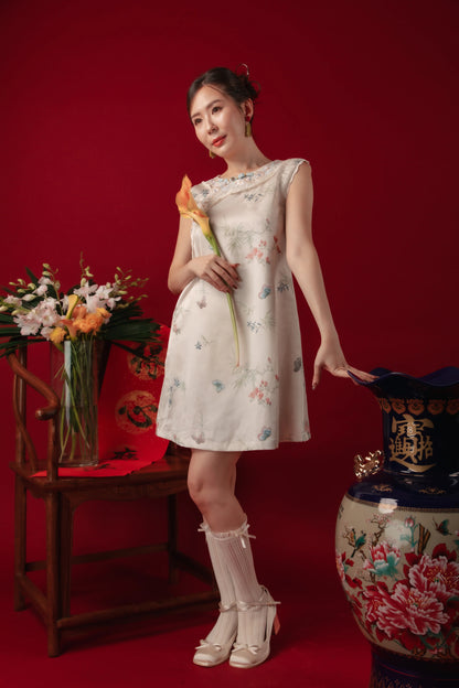 Iris Blossom Jacquard Cheongsam Dress