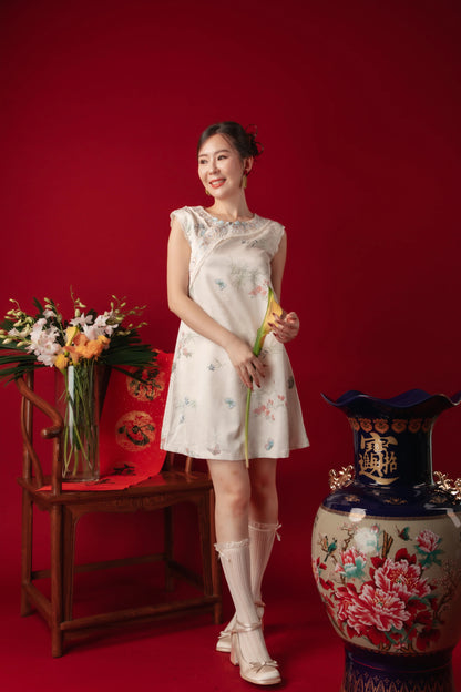 Iris Blossom Jacquard Cheongsam Dress