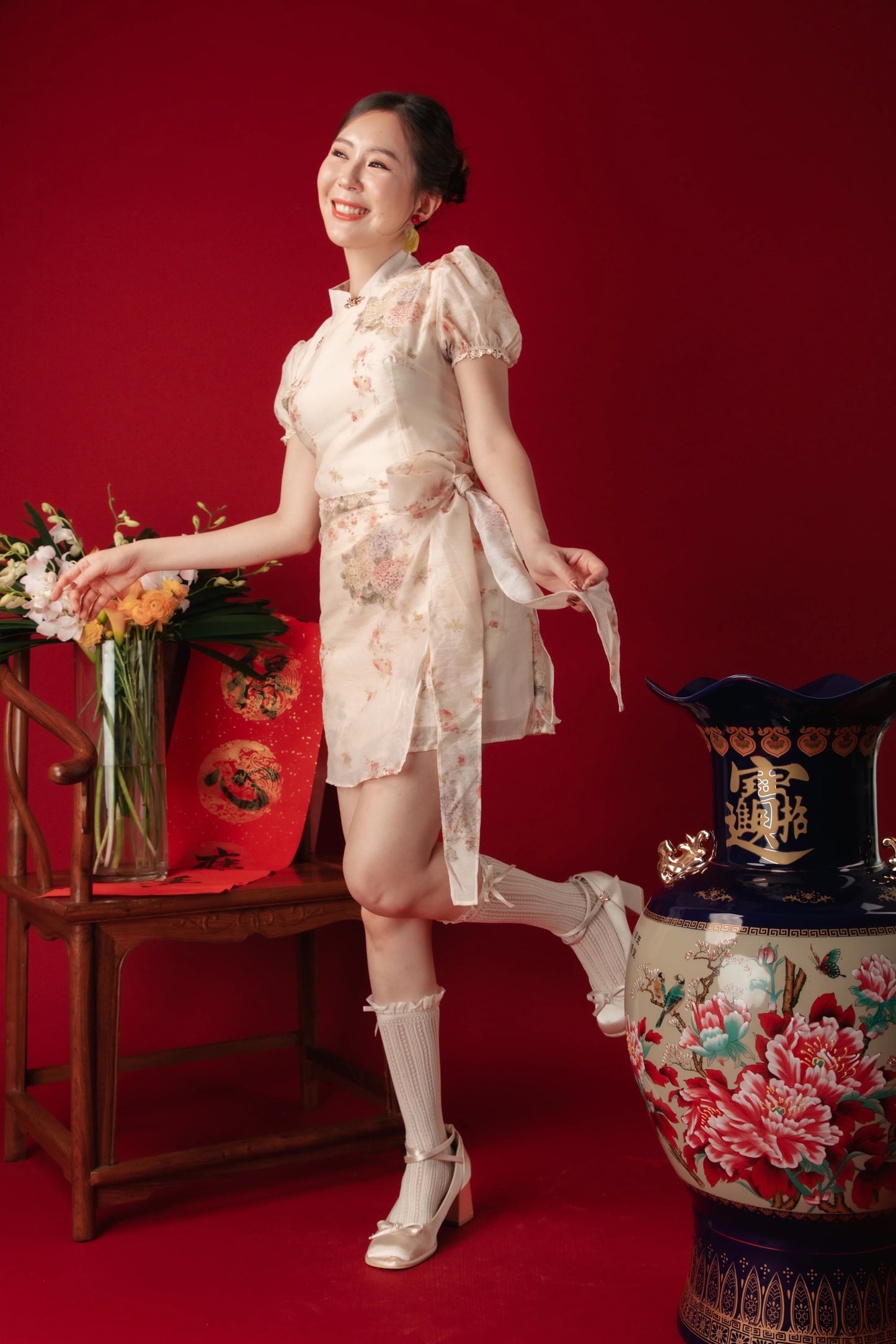 Amelie Blossom Wrap Cheongsam Dress (In-Stock)