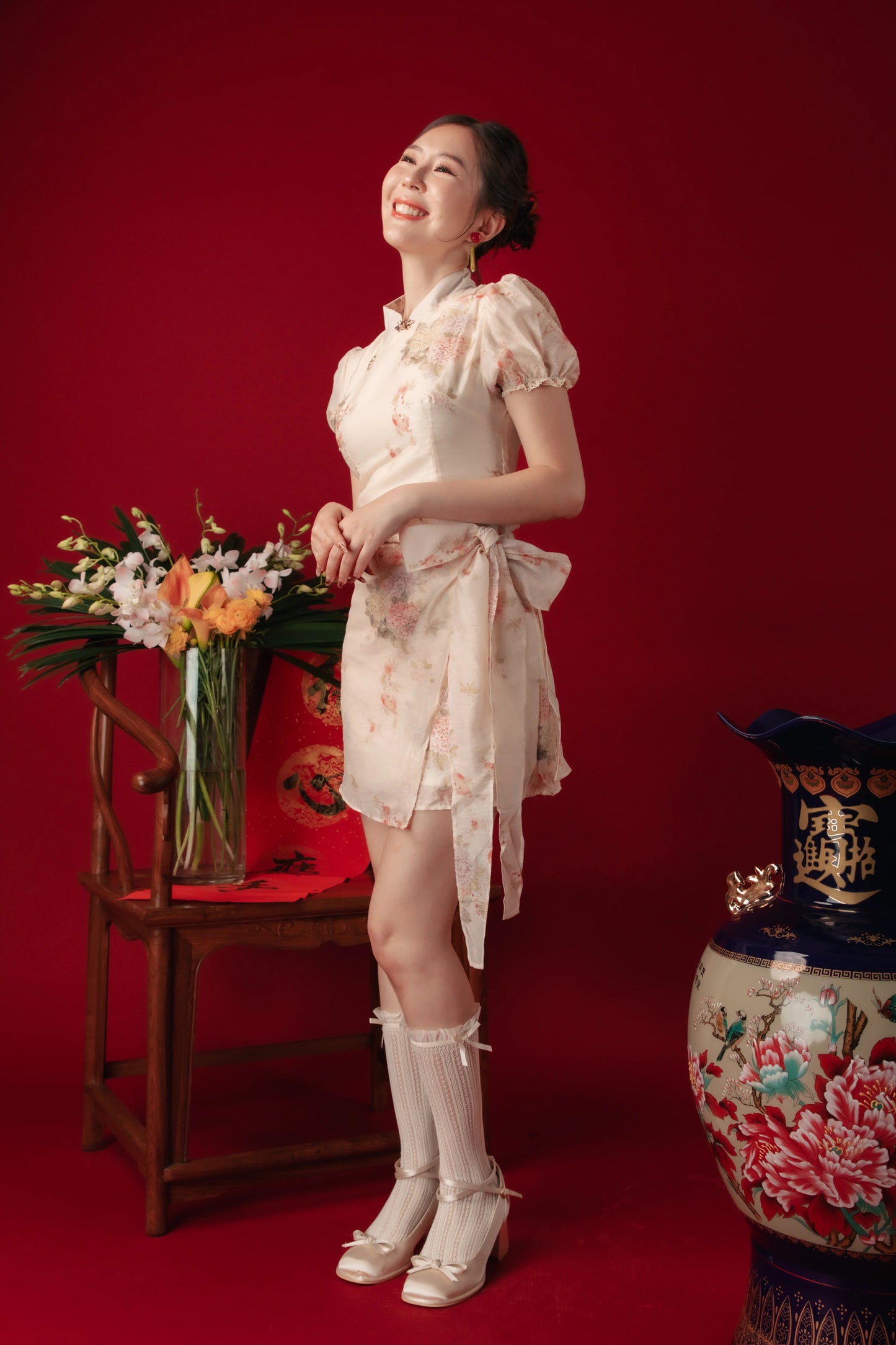 Amelie Blossom Wrap Cheongsam Dress (In-Stock)