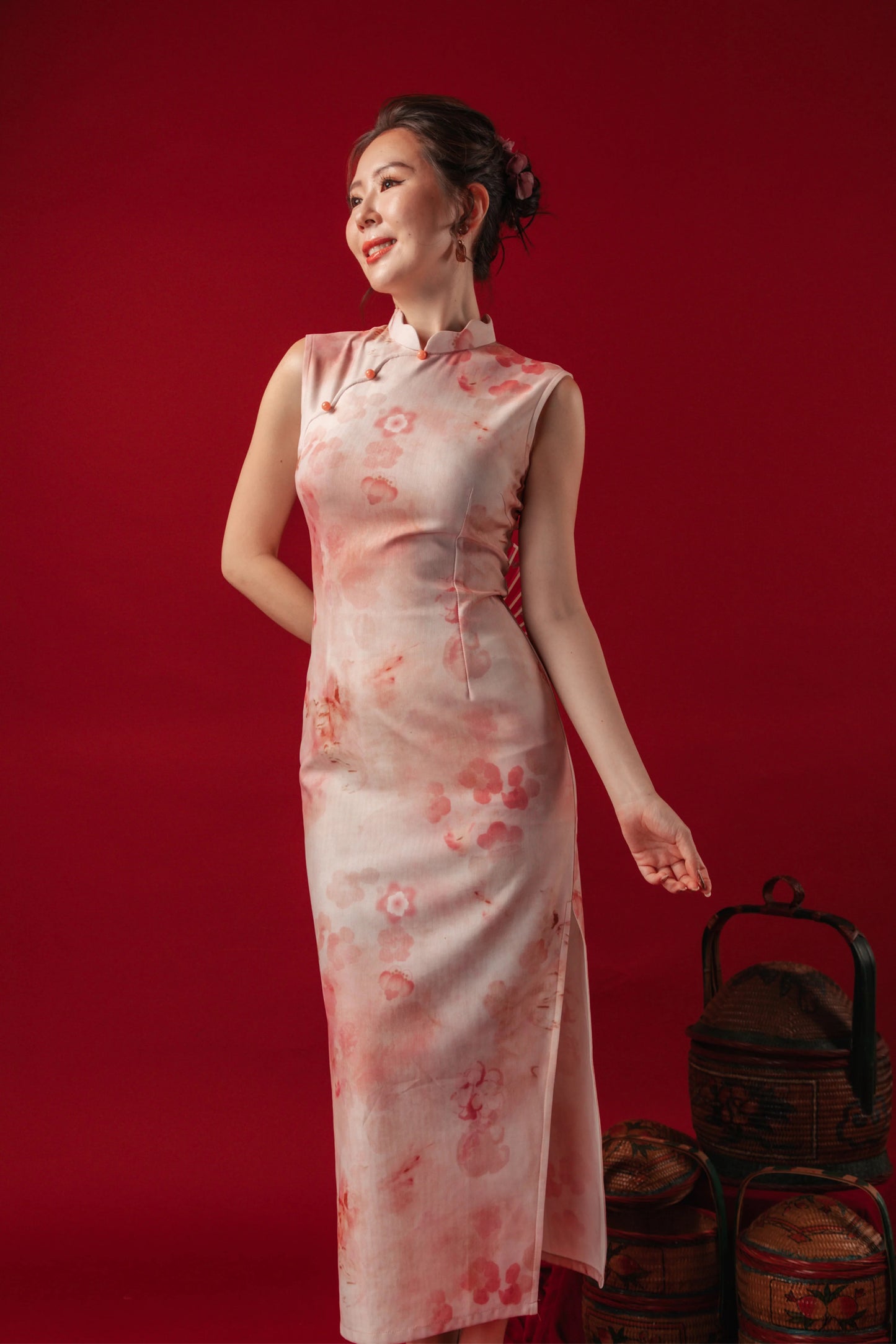 Liana Floral Velvet Cheongsam Dress