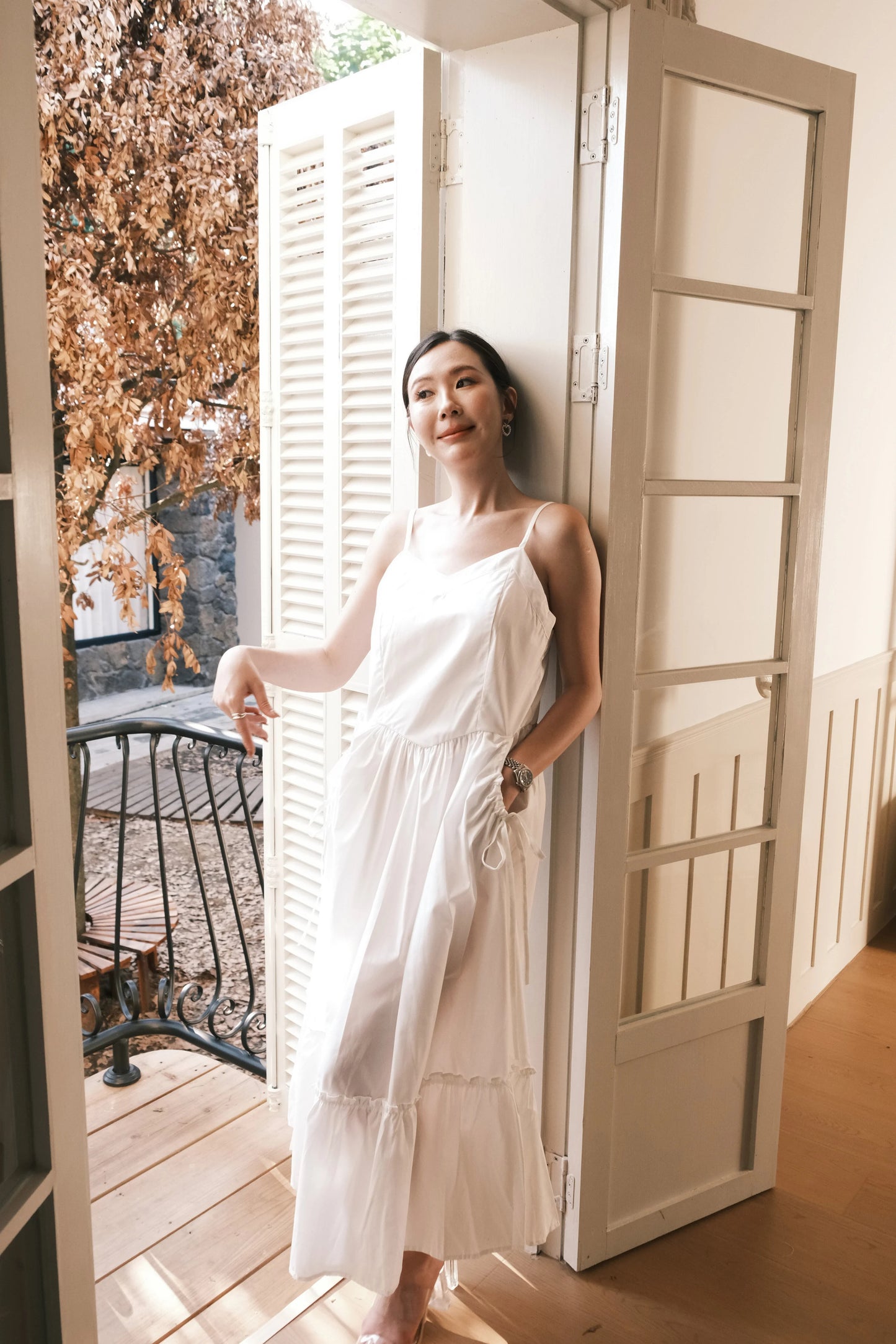 Éloise Ruffled Maxi Dress in White