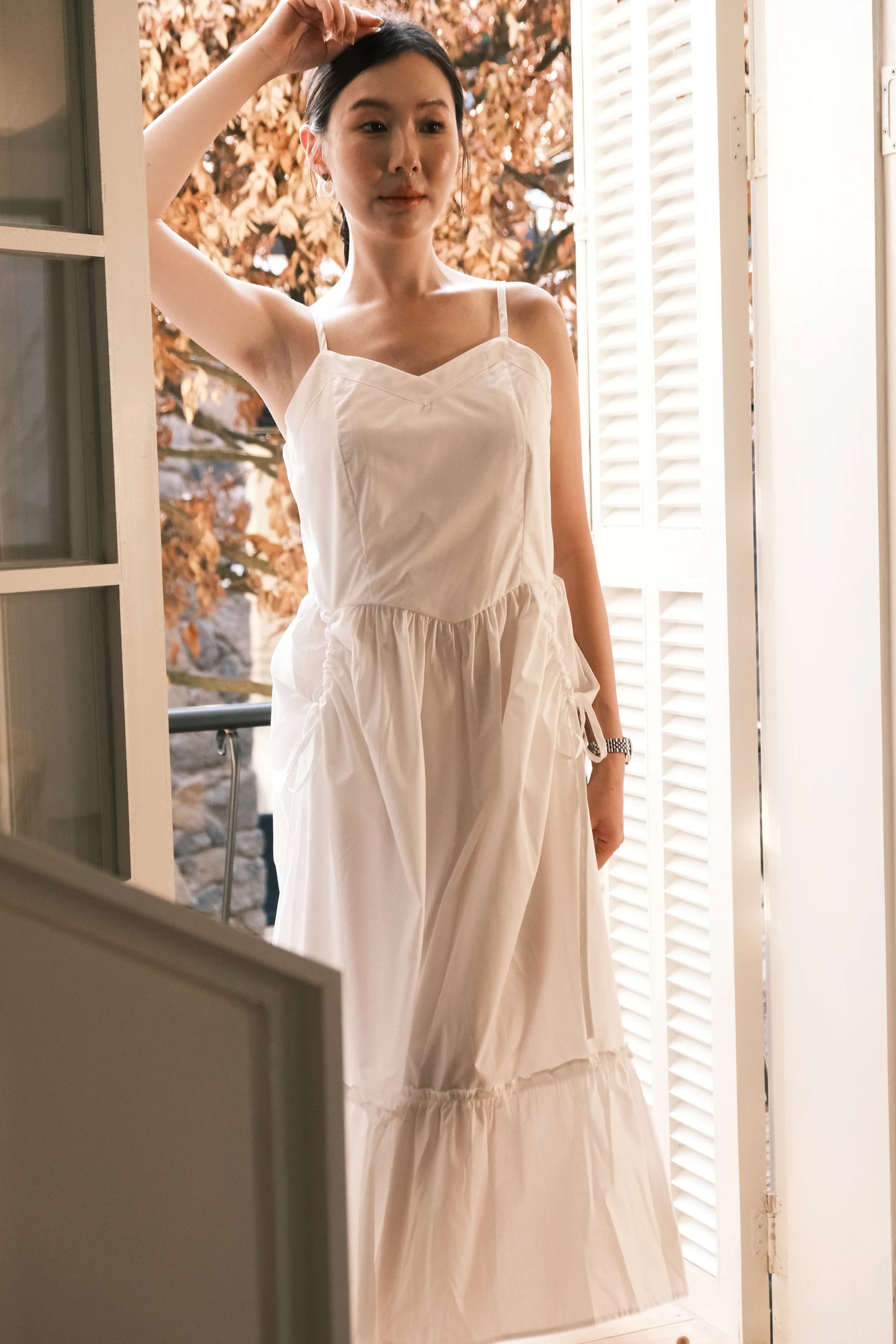 Éloise Ruffled Maxi Dress in White
