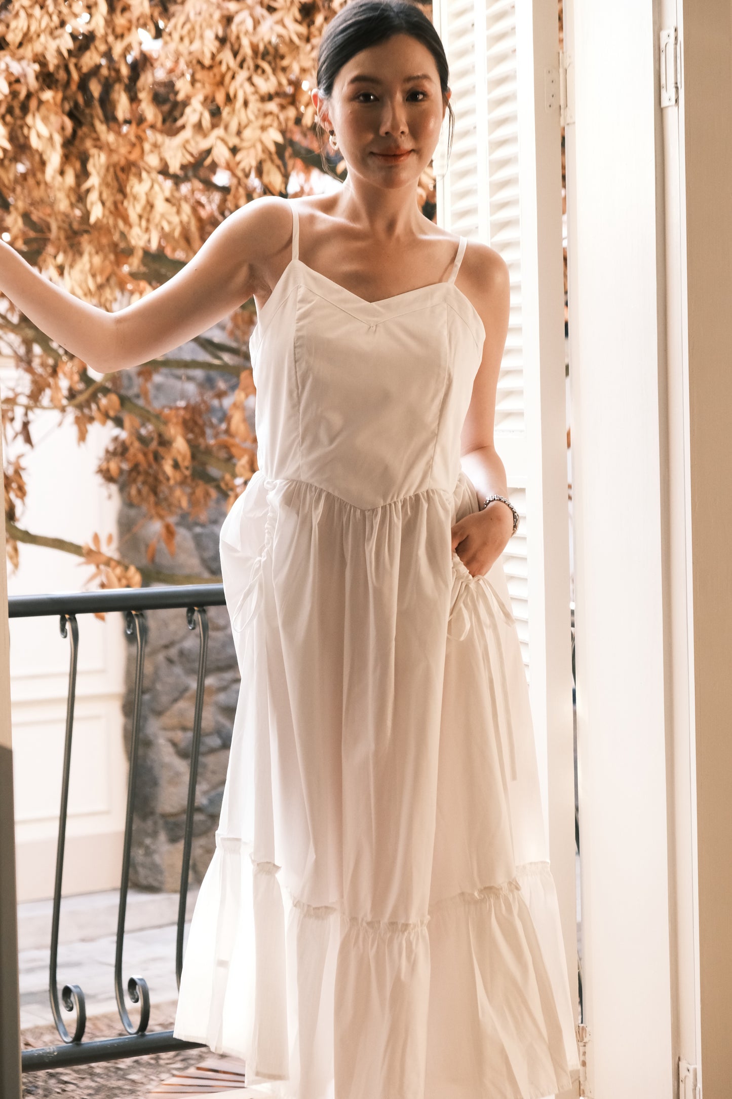 Éloise Ruffled Maxi Dress in White