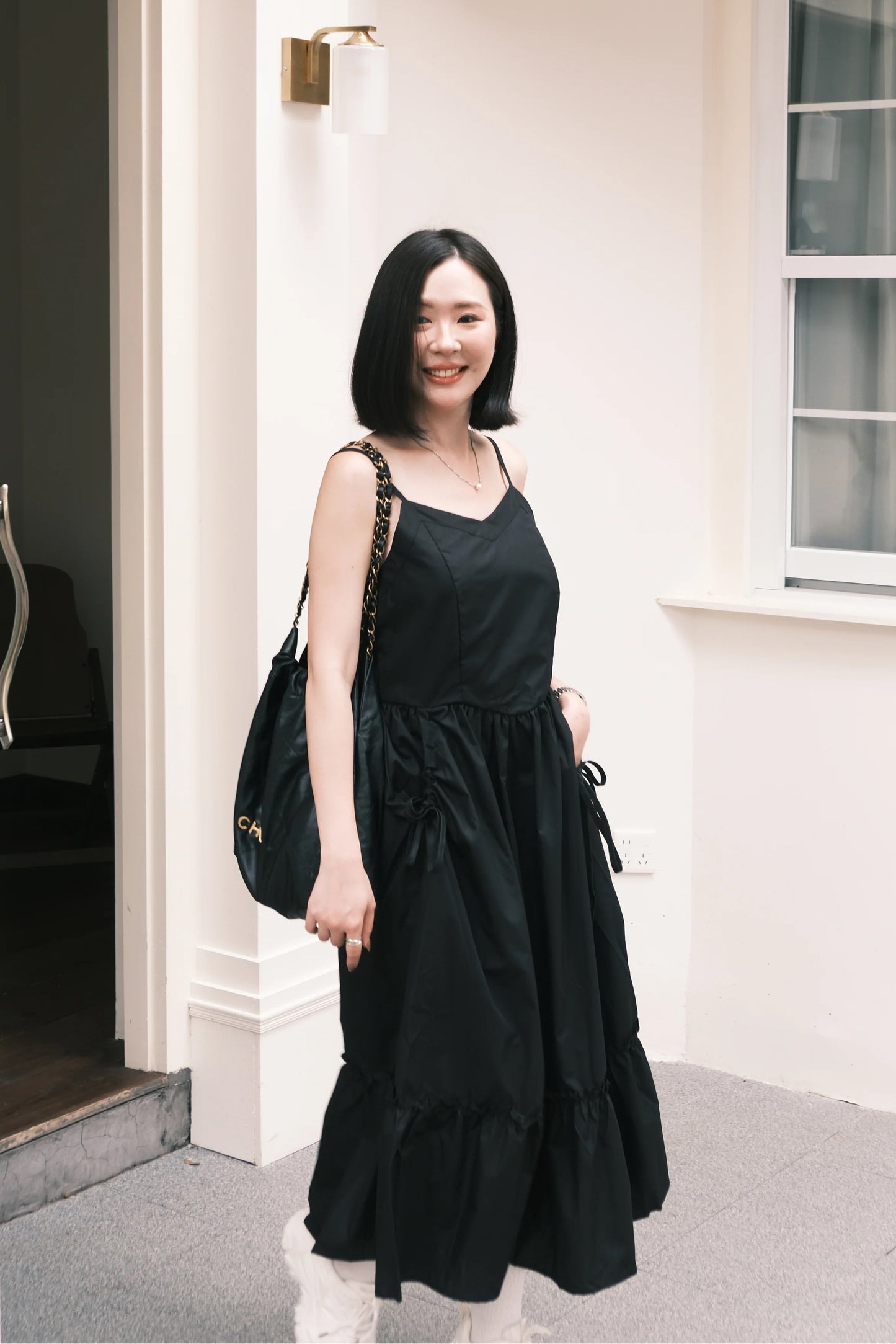 Éloise Ruffled Maxi Dress in Black