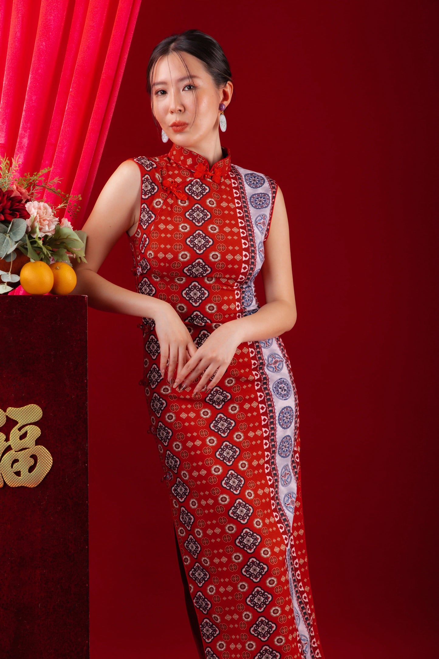 Ruby Veil Cheongsam Dress