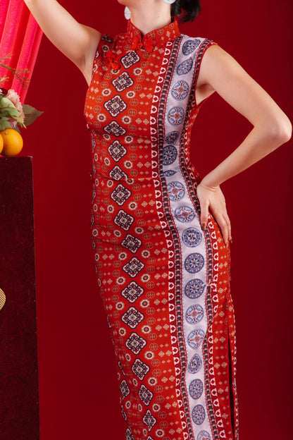 Ruby Veil Cheongsam Dress