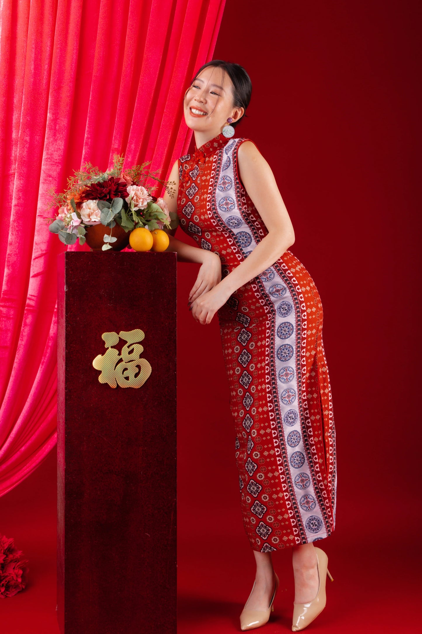 Ruby Veil Cheongsam Dress