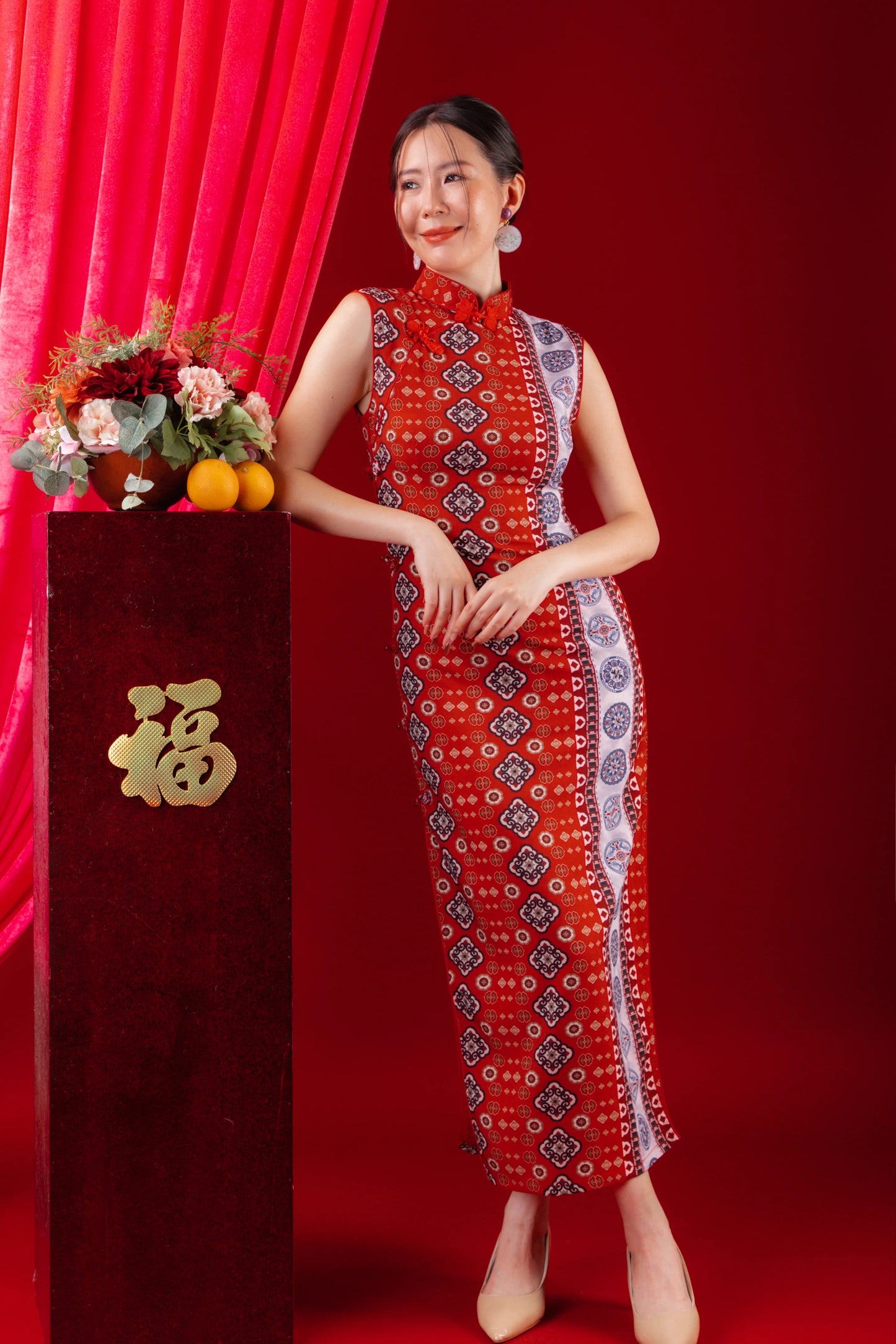 Ruby Veil Cheongsam Dress