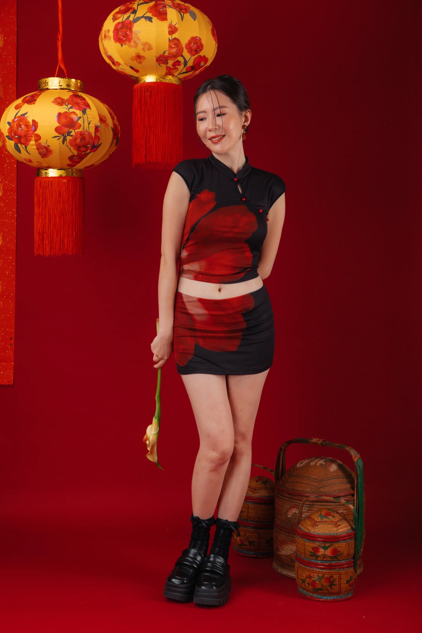 Luna Rose Cheongsam Crop Top/Mini Skirt (In-Stock)
