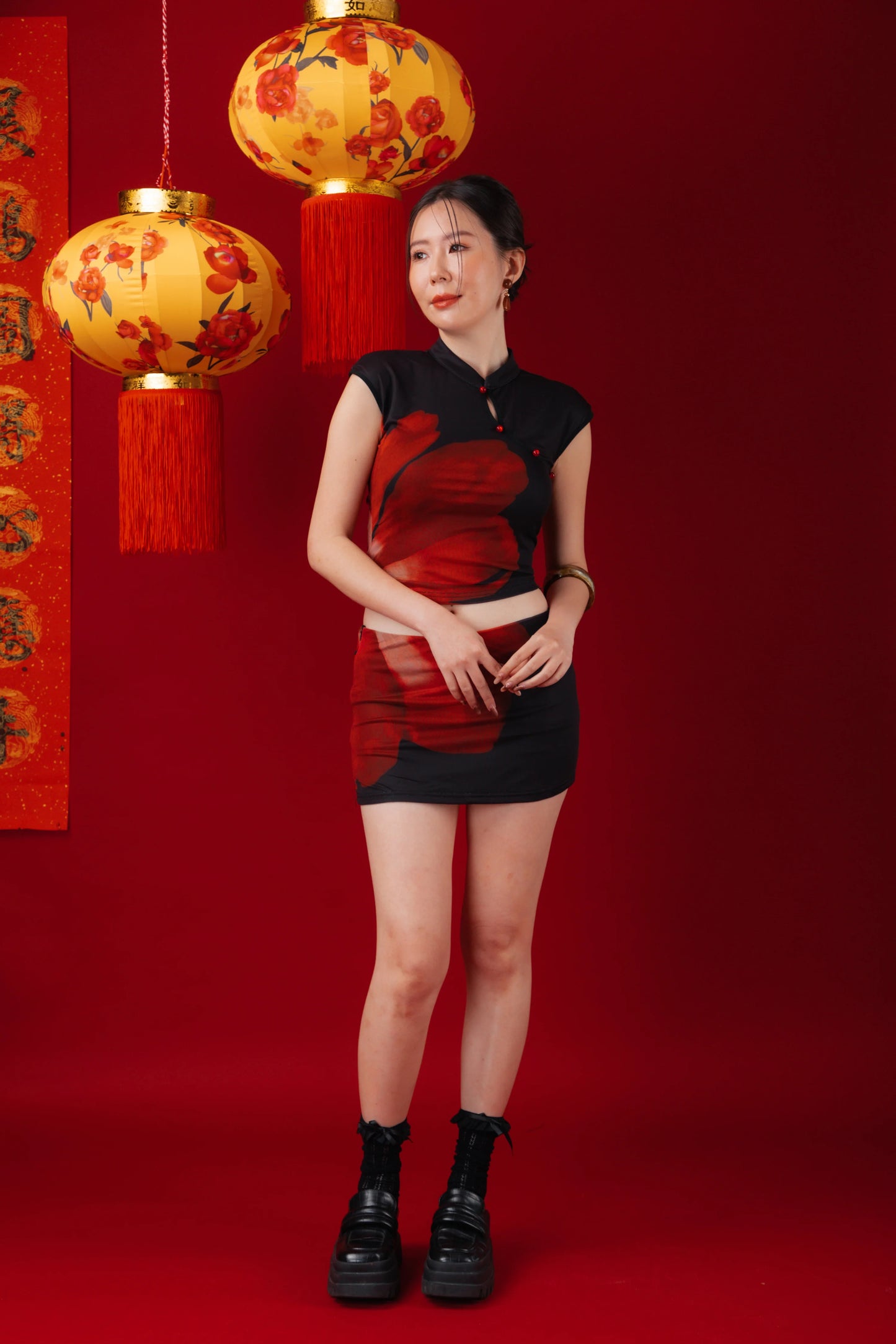 Luna Rose Cheongsam Crop Top/Mini Skirt (In-Stock)