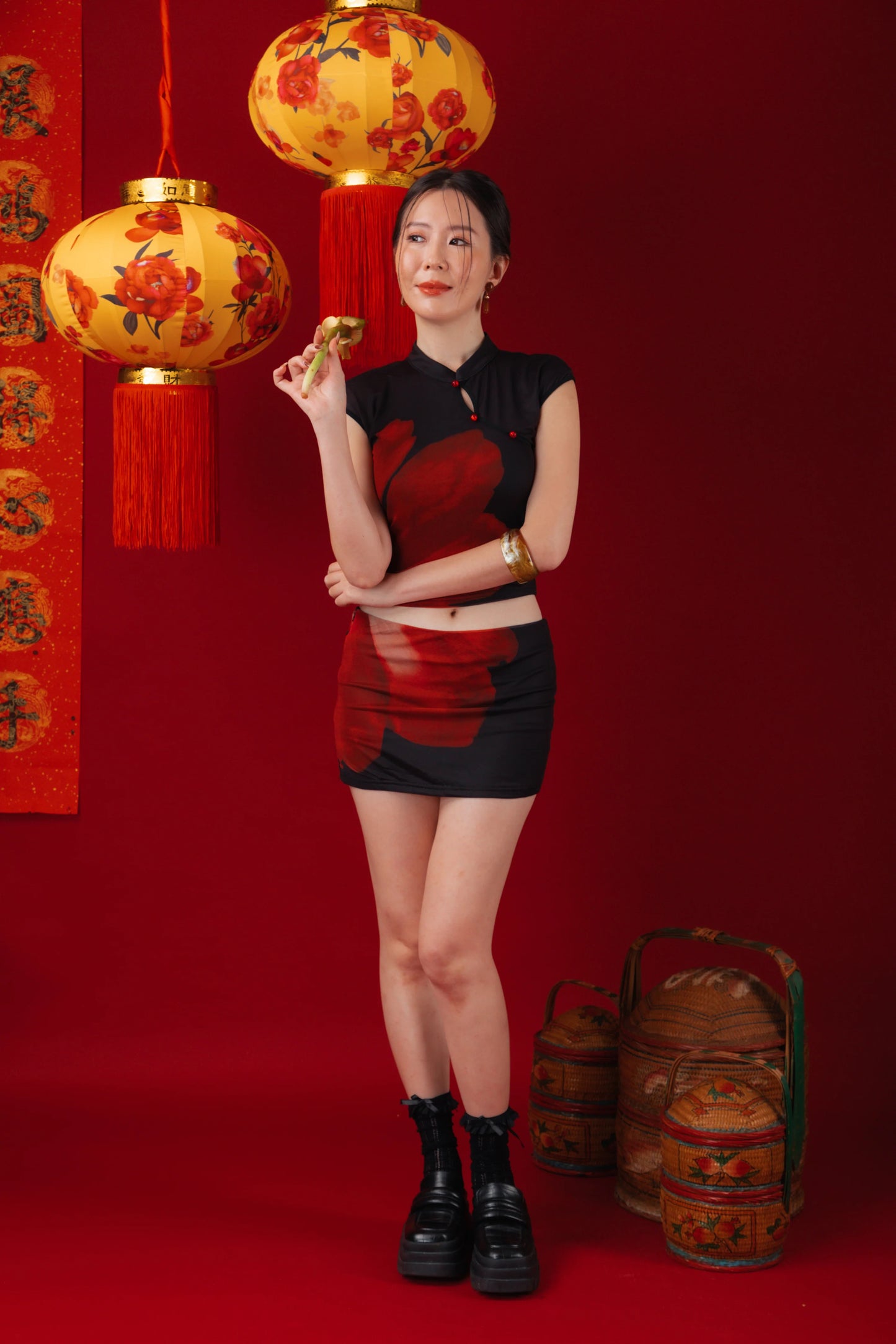 Luna Rose Cheongsam Crop Top/Mini Skirt (In-Stock)