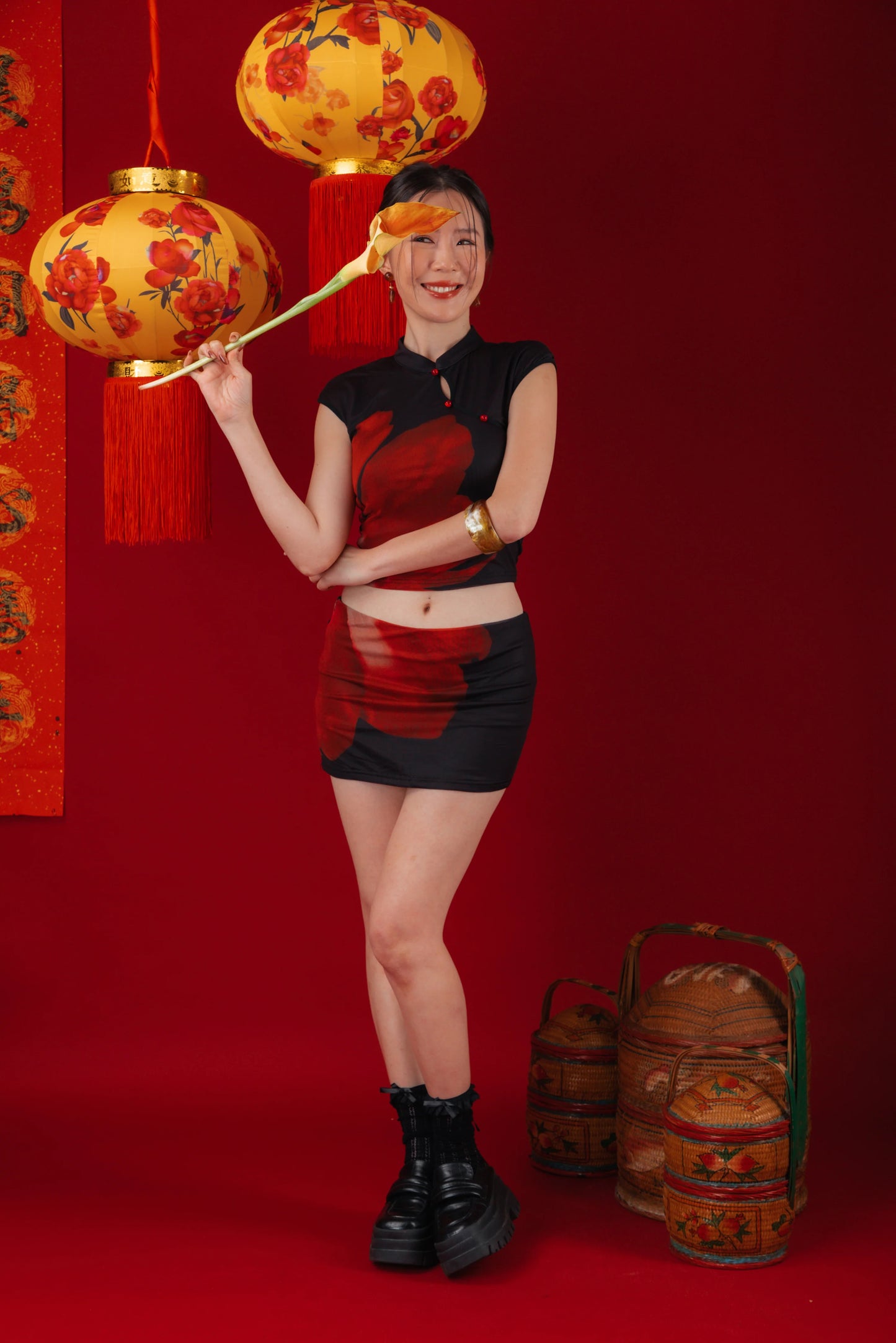 Luna Rose Cheongsam Crop Top/Mini Skirt (In-Stock)