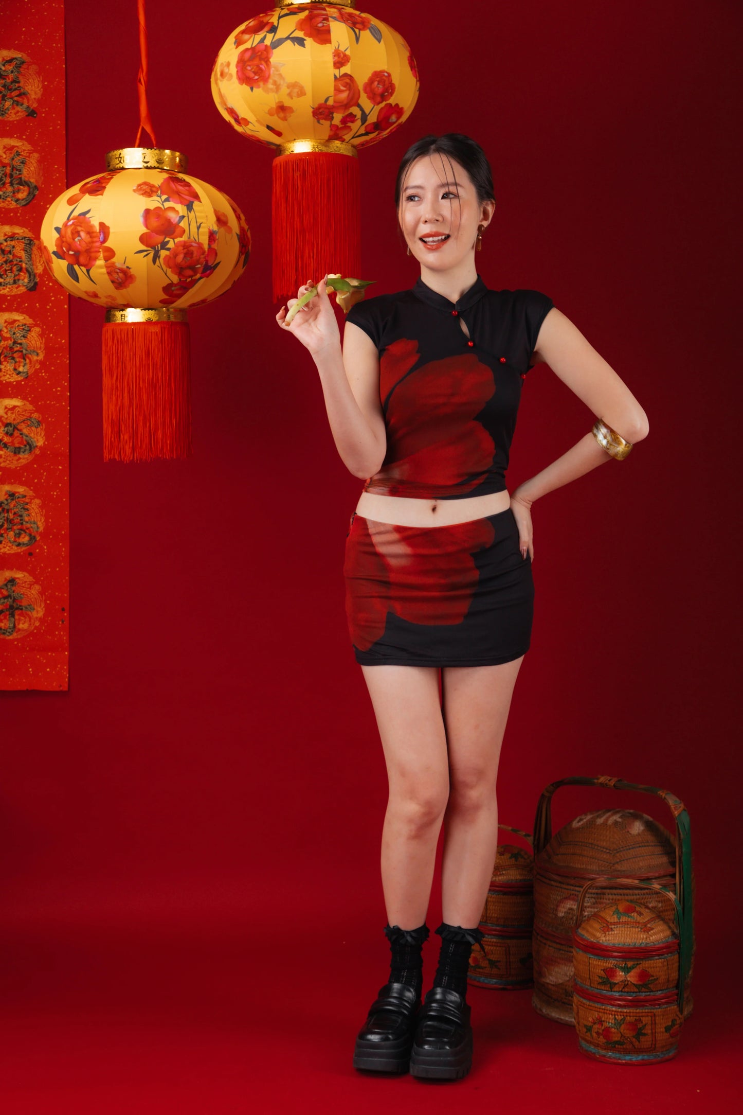 Luna Rose Cheongsam Crop Top/Mini Skirt (In-Stock)