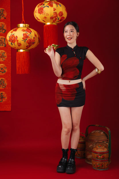 Luna Rose Cheongsam Crop Top/Mini Skirt (In-Stock)