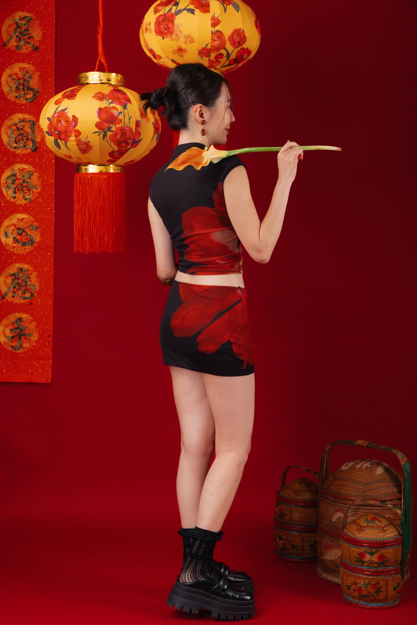 Luna Rose Cheongsam Crop Top/Mini Skirt (In-Stock)