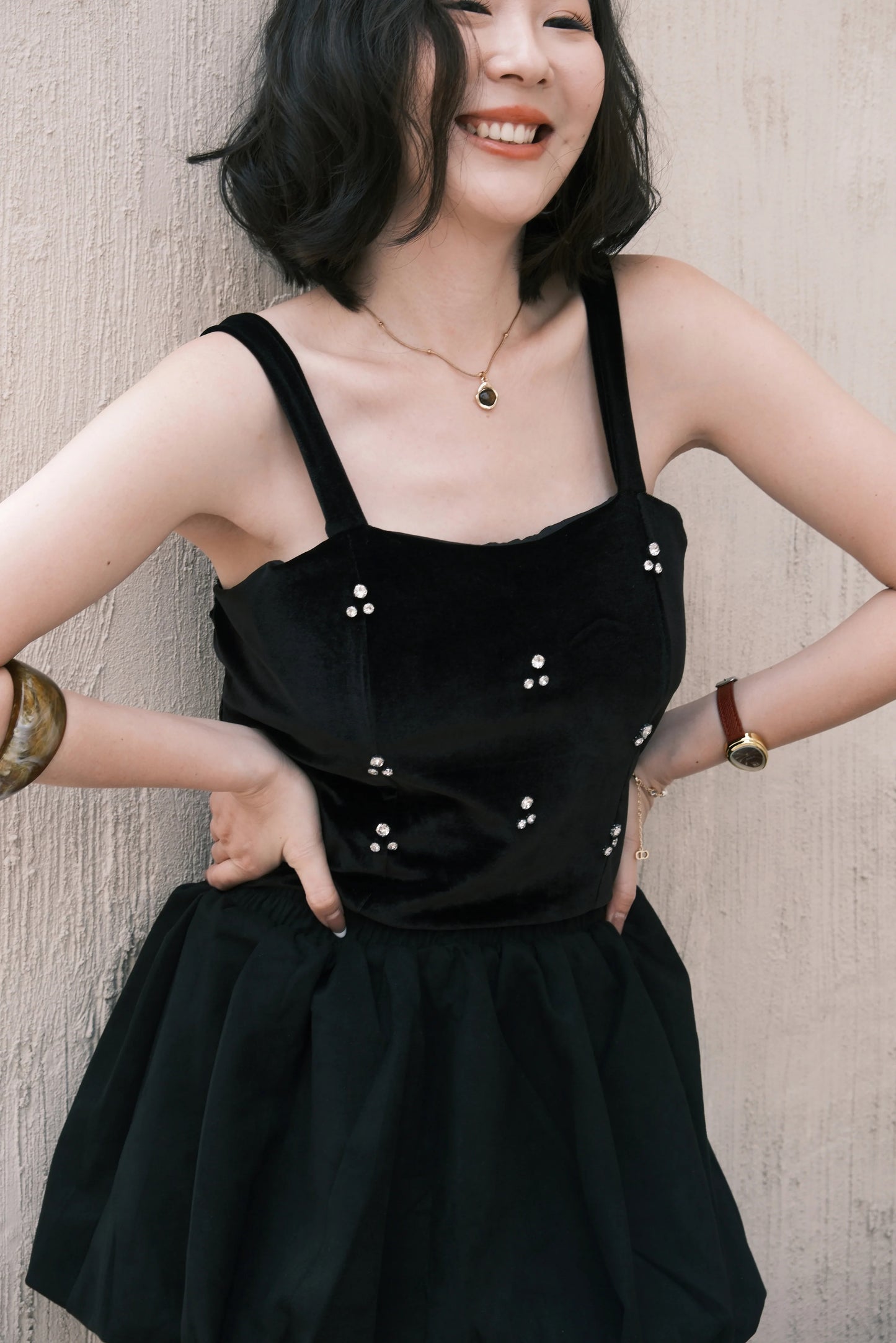 Noir Draped Tube Top