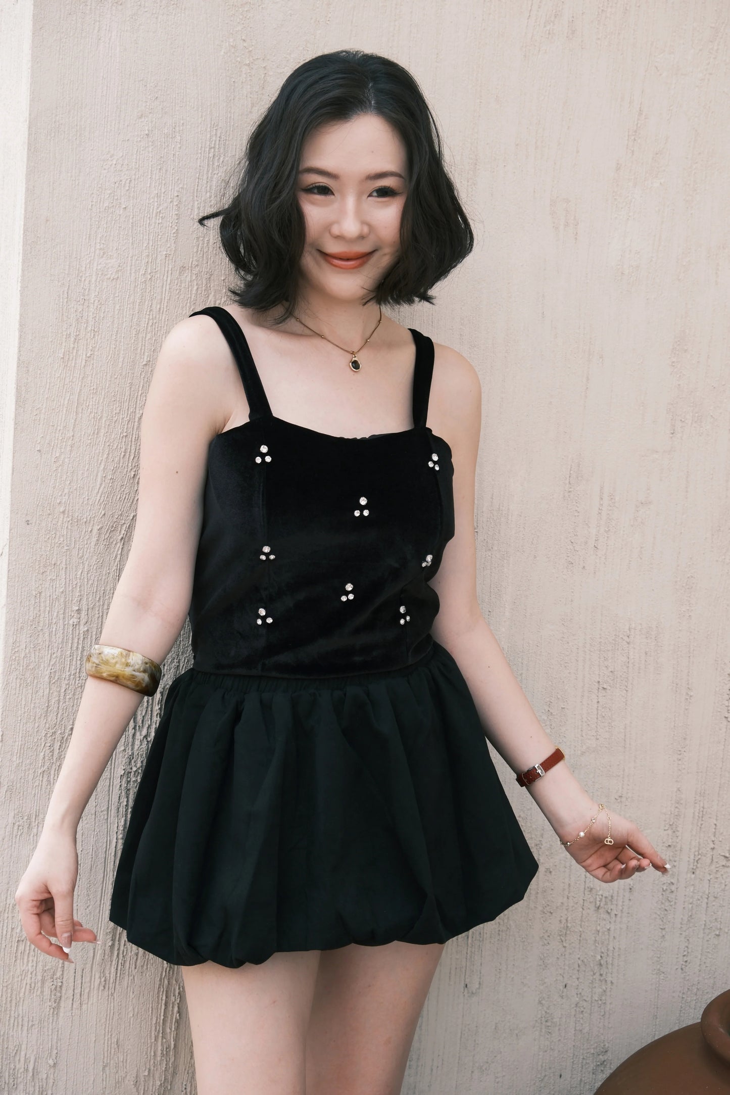 Noir Draped Tube Top