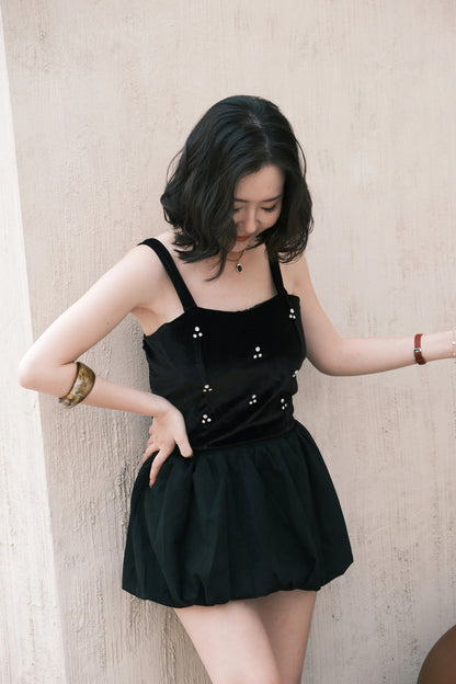 Noir Draped Tube Top