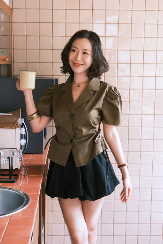 Sienna Muse Blazer Top in Dark Green