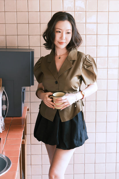 Black Puff Mini Skirt
