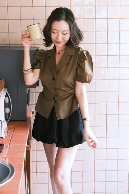 Sienna Muse Blazer Top in Dark Green