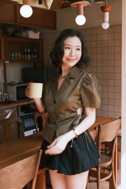 Sienna Muse Blazer Top in Dark Green