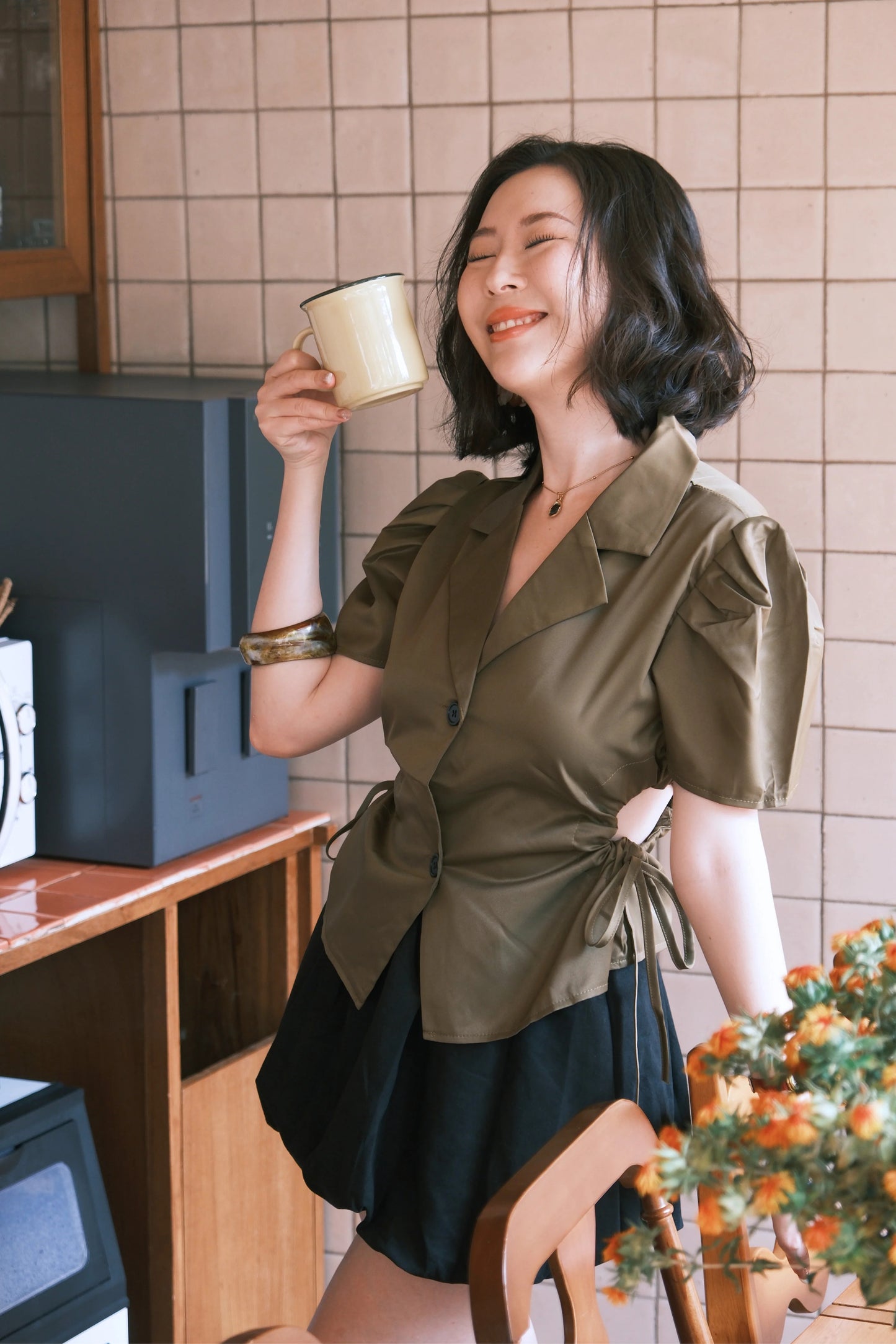 Sienna Muse Blazer Top in Dark Green