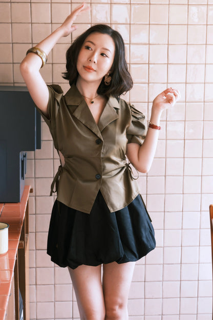 Sienna Muse Blazer Top in Dark Green