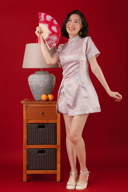 Pink Bloom Two-Piece Cheongsam Set (In-Stock)