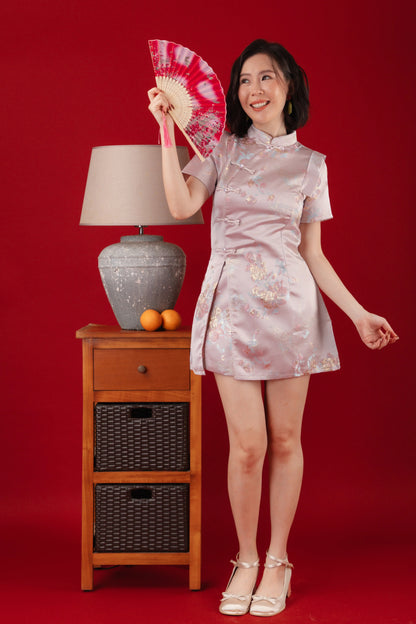 Pink Bloom Two-Piece Cheongsam Set (In-Stock)