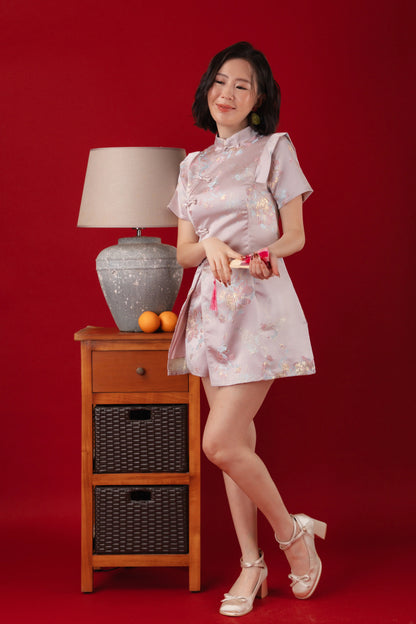 Pink Bloom Two-Piece Cheongsam Set (In-Stock)