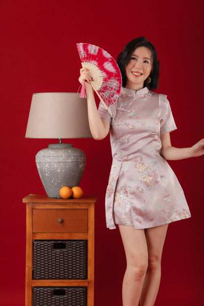 Pink Bloom Two-Piece Cheongsam Set (In-Stock)