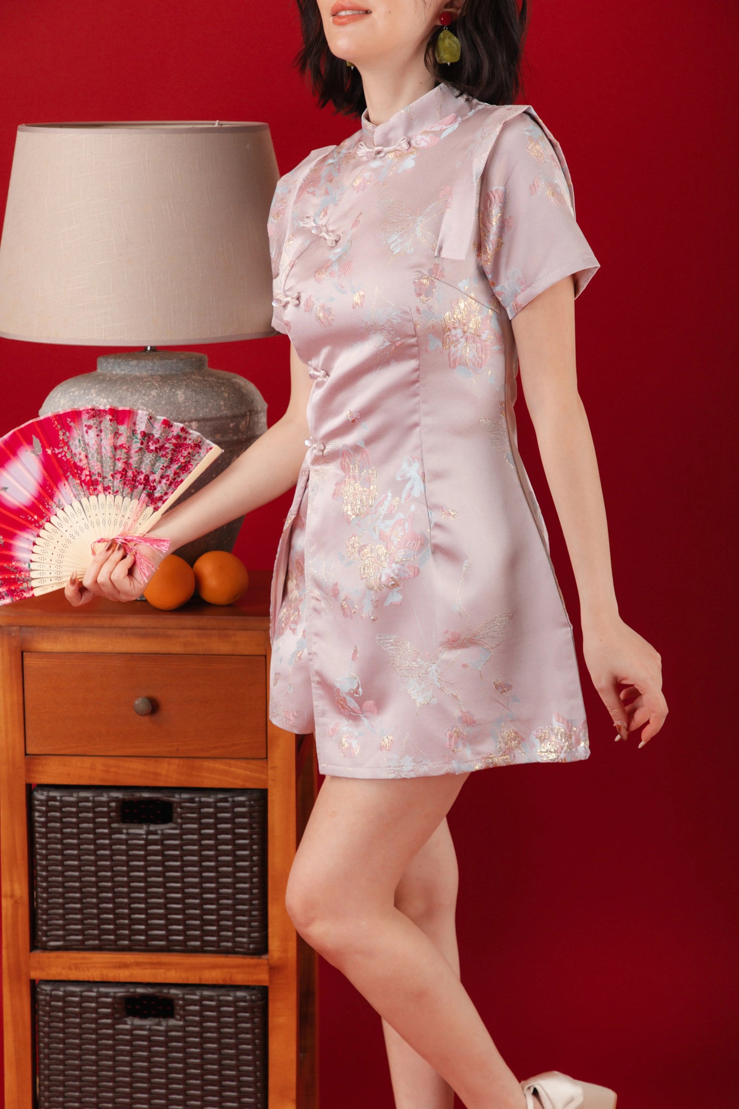Pink Bloom Two-Piece Cheongsam Set (In-Stock)