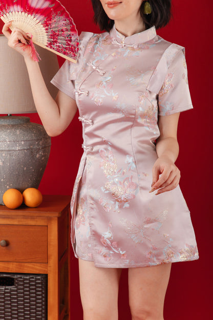 Pink Bloom Two-Piece Cheongsam Set (In-Stock)