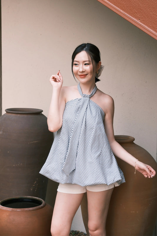 Elara Stripe Halter Swing Top