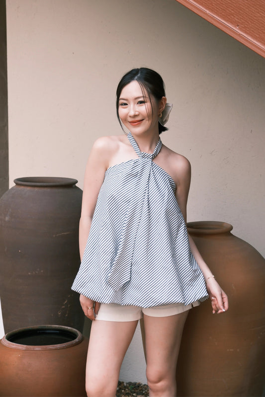 Elara Stripe Halter Swing Top