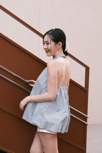 Elara Stripe Halter Swing Top
