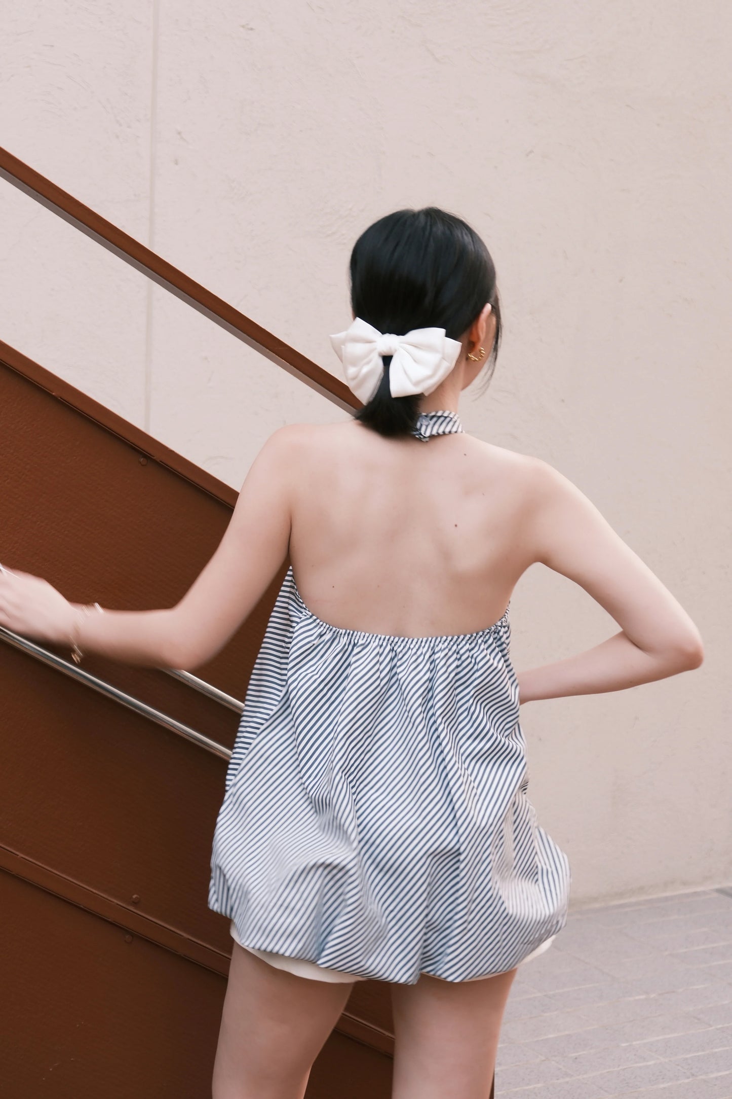 Elara Stripe Halter Swing Top