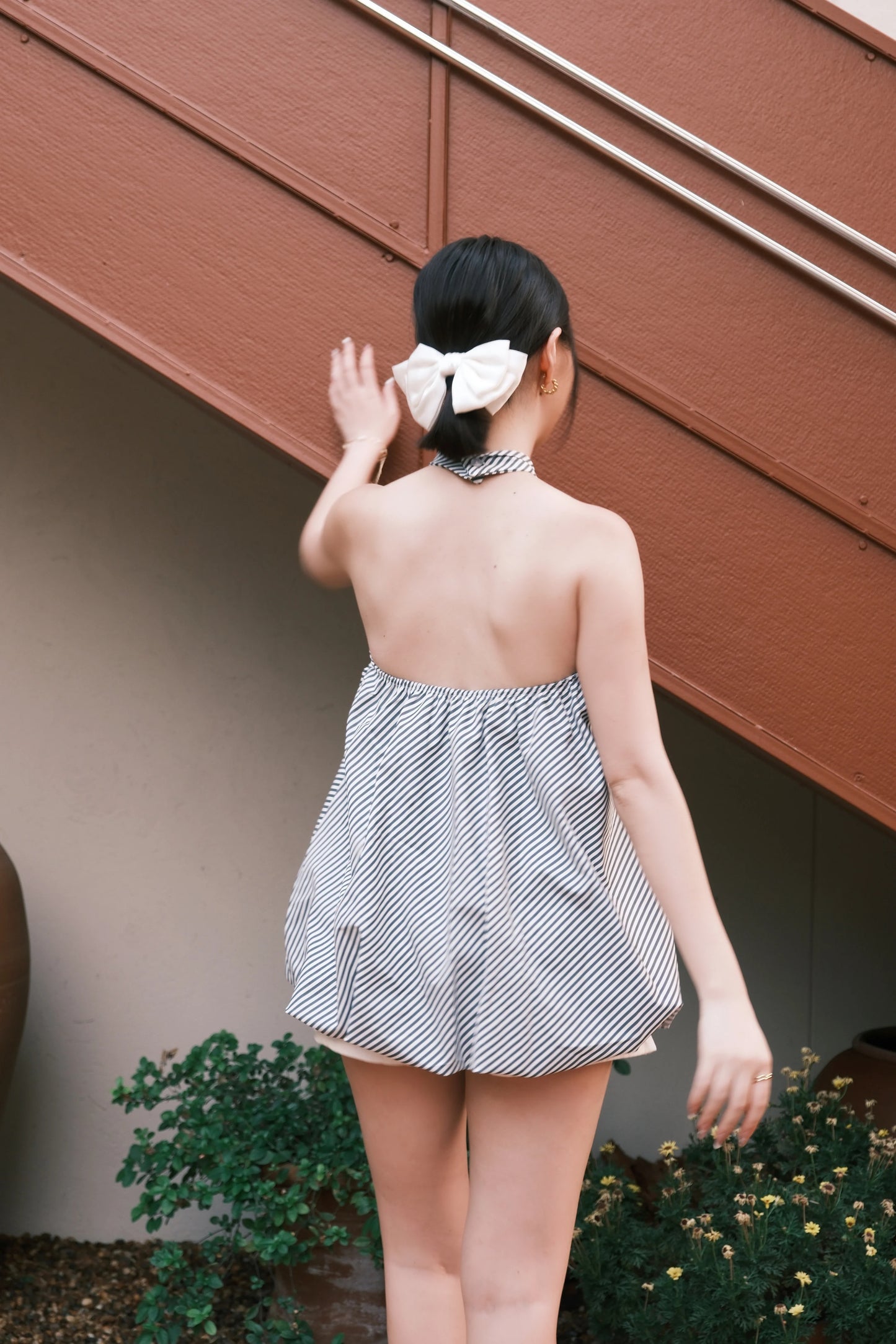 Elara Stripe Halter Swing Top