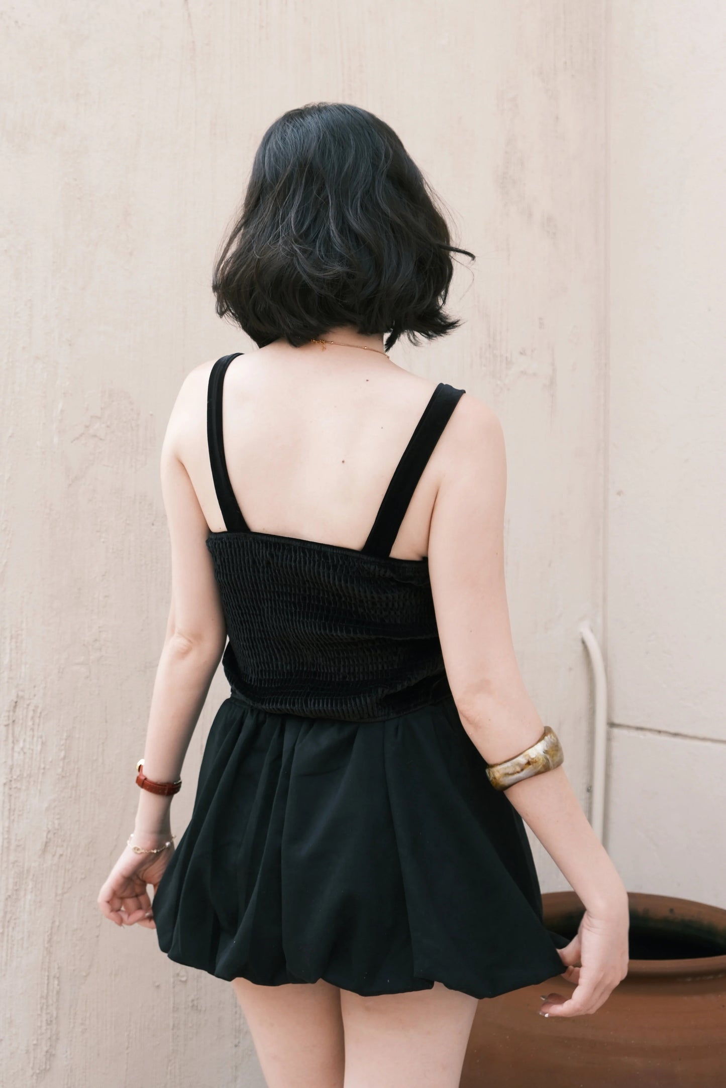 Noir Draped Tube Top